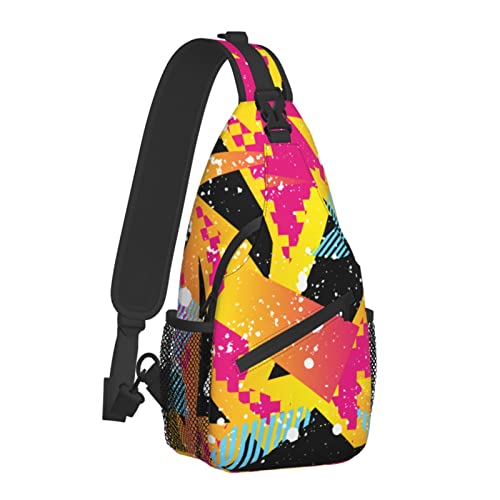 Hip-Hop-Stil der 80er und 90er Jahre Sling Bag für Damen und Herren, Crossbody-Schultertaschen, lässiger Sling-Rucksack, Brusttasche, Reisen, Wandern, Tagesrucksack für den Außenbereich von AOOEDM