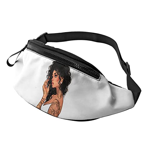 Hübsches Mädchen Tatto Schwarzes Haar Bauchtasche Sport Casual Hüfttasche Für Damen Herren Modisch von AOOEDM