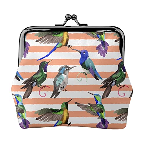 Hummingbird Damen-Geldbörse aus Leder, Kleingeldtasche mit Kiss-Lock-Verschluss, Schnallen-Geldbörse für Frauen und Mädchen von AOOEDM