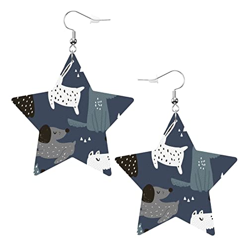 Hunde-Ohrringe aus Leder in Sternform, für Damen und Mädchen, einfache Ohrhänger, Geschenke für Sie von AOOEDM