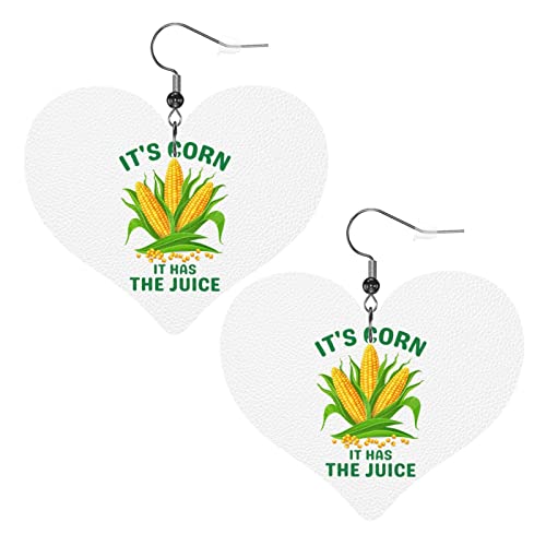 „It’s Corn It Has The Juice-Lederohrringe für Frauen, baumelnder Ohrring, Tropfen-Herz-Anhänger mit Haken, Geschenke für erwachsene Mädchen von AOOEDM