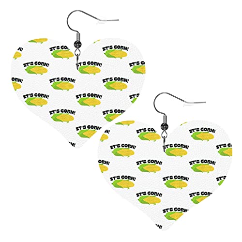 „It’s Corn It Has The Juice-Lederohrringe für Frauen, baumelnder Ohrring, Tropfen-Herz-Anhänger mit Haken, Geschenke für erwachsene Mädchen von AOOEDM