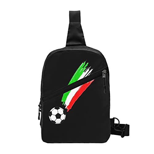 Italienische Flagge und Fußball-Umhängetasche, Faltbarer Brust-Schulter-Rucksack, Bauchtasche, Umhängetaschen für Männer, Frauen, Reisen, Wandern im Freien von AOOEDM