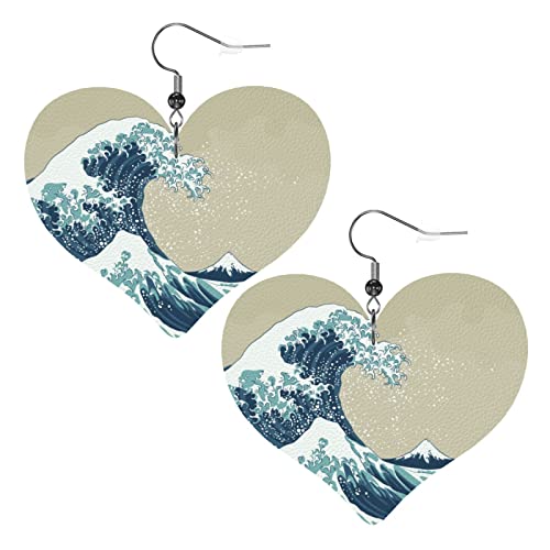 Japan Welle Herz Form Leder Ohrringe Frauen Mädchen einfache baumeln Ohrringe Geschenke für sie von AOOEDM