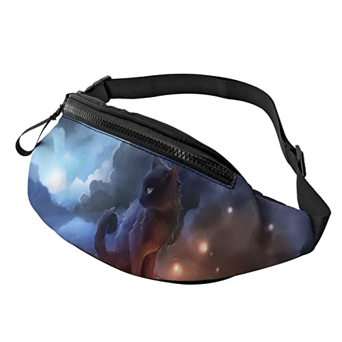 Katze Vollmond Licht Wolken Gürteltasche Sport Casual Hüfttasche für Damen Herren Modisch von AOOEDM
