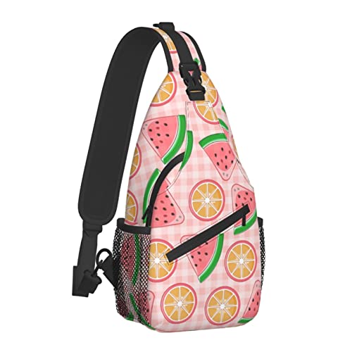 Kawaii Fruchtmuster mit Wassermelone und Grapefruit Umhängetasche für Damen und Herren, Umhängetaschen mit Fruchtdruck, lässige Sling-Rucksack-Brusttasche für Reisen, Wandern, Tagesrucksack für den Au von AOOEDM