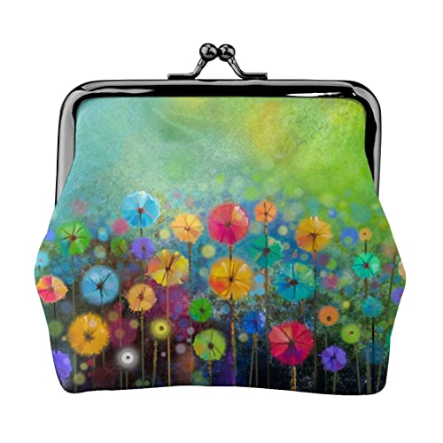 Kleine Geldbörse im abstrakten Stil mit Buntem Blumendruck, Kiss-Lock-Ledertasche, Kleingeldbörse, Geschenke für Männer und Frauen von AOOEDM