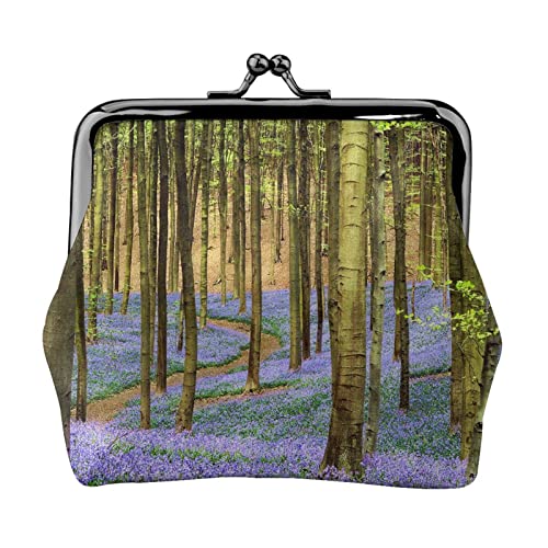 Kleine Geldbörse mit Aufdruck aus gemäßigten Wäldern, Ledertasche mit Kussverschluss, Kleingeldbörse, Geschenke für Männer und Frauen von AOOEDM