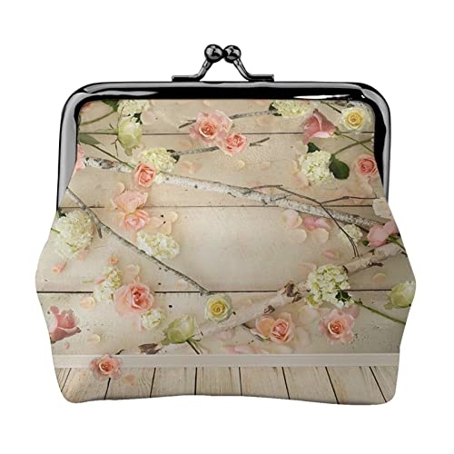 Kleine Geldbörse mit Blumenwanddruck, Ledertasche mit Kussverschluss, Kleingeldbörse, Geschenke für Männer und Frauen von AOOEDM