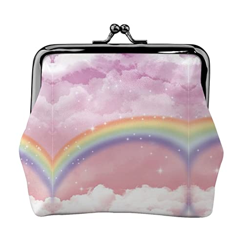 Kleine Geldbörse mit Buntem Regenbogendruck, Ledertasche mit Kussverschluss, Kleingeldbörse, Geschenke für Männer und Frauen von AOOEDM