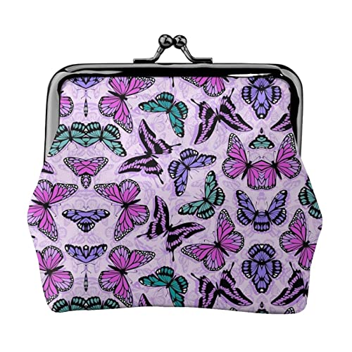 Kleine Geldbörse mit Buntem Schmetterlingsdruck, Ledertasche mit Kussverschluss, Kleingeldbörse, Geschenke für Männer und Frauen von AOOEDM