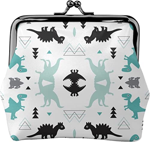 Kleine Geldbörse mit Dinosaurier-Muster für Damen aus Leder, Kleingeldbeutel mit Kiss-Lock-Verschluss, Schnallen-Geldbörse für Mädchen-Geschenk von AOOEDM