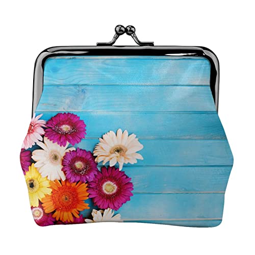 Kleine Geldbörse mit Gänseblümchen-Blumendruck, Ledertasche mit Kussverschluss, Kleingeldbörse, Geschenke für Männer und Frauen von AOOEDM
