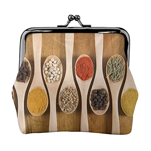 Kleine Geldbörse mit Gewürzaufdruck, Ledertasche mit Kussverschluss, Kleingeldbörse, Geschenke für Männer und Frauen von AOOEDM