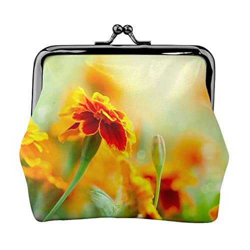 Kleine Geldbörse mit Herbstblumendruck, Ledertasche mit Kussverschluss, Kleingeldbörse, Geschenke für Männer und Frauen von AOOEDM