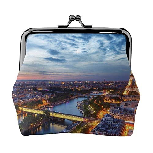Kleine Geldbörse mit Paris Tower-Aufdruck, Ledertasche mit Kussverschluss, Kleingeldbörse, Geschenke für Männer und Frauen von AOOEDM