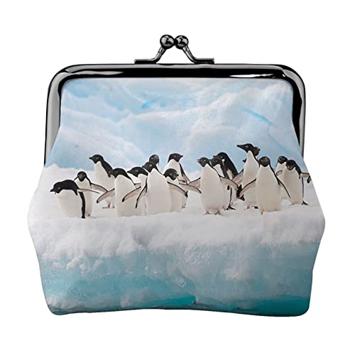 Kleine Geldbörse mit Pinguin-Aufdruck, Ledertasche mit Kussverschluss, Kleingeldbörse, Geschenke für Männer und Frauen von AOOEDM
