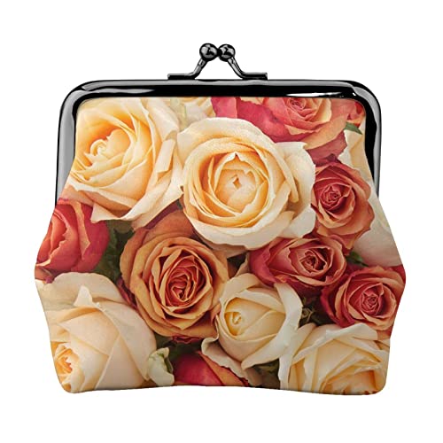 Kleine Geldbörse mit Rosenblumendruck, Ledertasche mit Kussverschluss, Kleingeldbörse, Geschenke für Männer und Frauen von AOOEDM