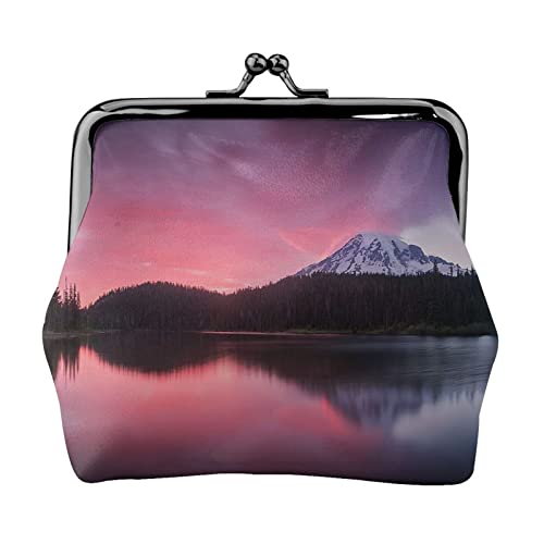 Kleine Geldbörse mit Silhouetten auf dem See, Ledertasche mit Kussverschluss, Kleingeldbörse, Geschenke für Männer und Frauen von AOOEDM