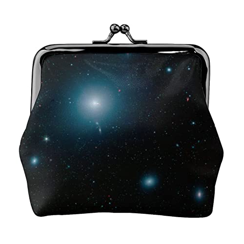 Kleine Geldbörse mit Sternen im Weltraum oder Nachthimmel, Kleingeldbörse mit Kussverschluss, Ledertasche, Kleingeldbörse, Geschenke für Männer und Frauen von AOOEDM
