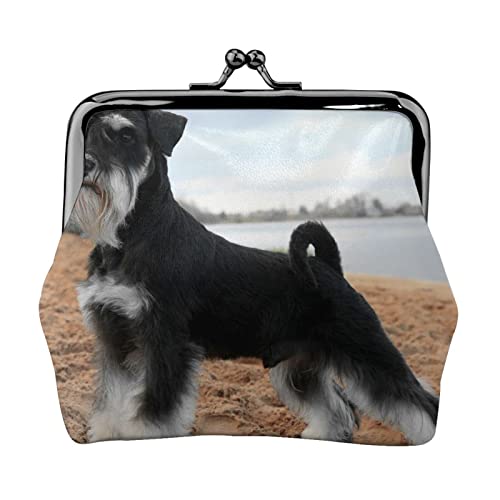 Kleine Geldbörse mit Tier-Schnauzer-Hundedruck, Ledertasche mit Kussverschluss, Kleingeldbörse, Geschenke für Männer und Frauen von AOOEDM