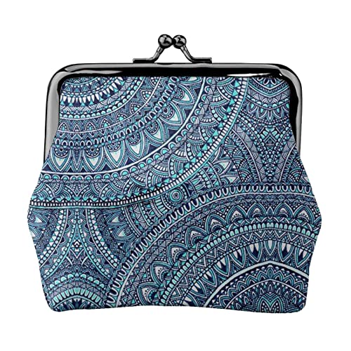 Kleine Geldbörse mit blauem Blumendruck, Ledertasche mit Kussverschluss, Kleingeldbörse, Geschenke für Männer und Frauen von AOOEDM