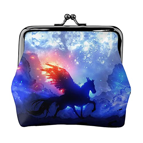 Kleine Geldbörse mit coolem Pferdedruck, Ledertasche mit Kussverschluss, Kleingeldbörse, Geschenke für Männer und Frauen von AOOEDM