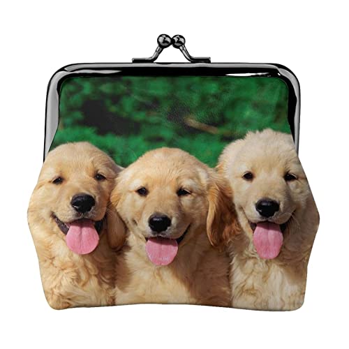 Kleine Geldbörse mit goldenem Hundedruck, Ledertasche mit Kussverschluss, Kleingeldbörse, Geschenke für Männer und Frauen von AOOEDM