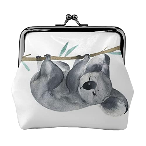 Kleine Geldbörse mit lustigem Koala-Aufdruck, Ledertasche mit Kussverschluss, Kleingeldbörse, Geschenke für Männer und Frauen von AOOEDM