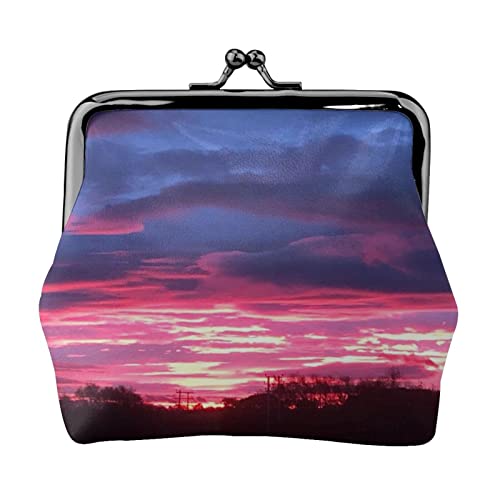 Kleiner Geldbeutel mit Aufdruck „Sky at Morning aus Leder mit Kussverschluss von AOOEDM
