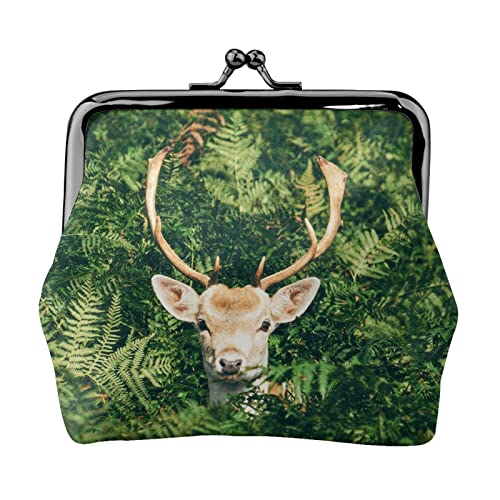 Kleiner Geldbeutel mit Deer In The Woods-Aufdruck, Kiss-Lock-Ledertasche, Kleingeldbörse, Geschenke für Männer und Frauen Kleiner Geldbeutel mit Deer In The Woods-Aufdruck, Kiss-Lock-Ledertasche, Kleingeldbörse, Geschenke für Männer und Frauen von AOOEDM