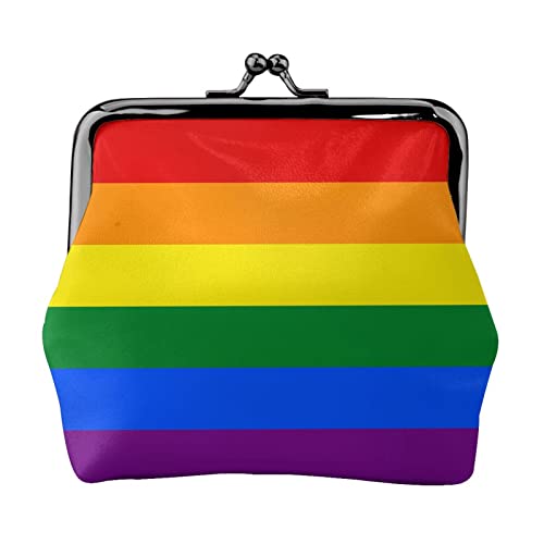 Kleiner Geldbeutel mit Regenbogendruck, Kussschloss, Ledertasche, Kleingeldbörse, Geschenke für Männer und Frauen Kleiner Geldbeutel mit Regenbogendruck, Kussschloss, Ledertasche, Kleingeldbörse, Geschenke für Männer und Frauen von AOOEDM