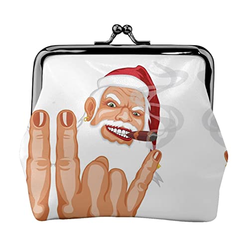 Kleiner Geldbeutel mit Weihnachtsmann-Aufdruck, Kussverschluss, Ledertasche, Kleingeldbörse, Geschenke für Männer und Frauen Kleiner Geldbeutel mit Weihnachtsmann-Aufdruck, Kussverschluss, Ledertasche, Kleingeldbörse, Geschenke für Männer und Frauen von AOOEDM