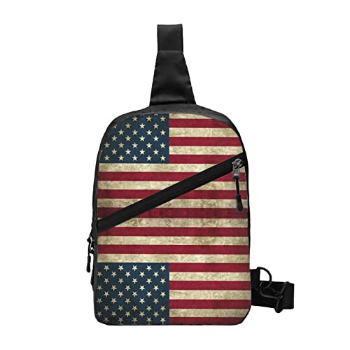 Kleiner Sling-Rucksack, Unisex, USA-Flagge, Faltbare Umhängetasche, Brust-Crossbody-Tagesrucksack von AOOEDM