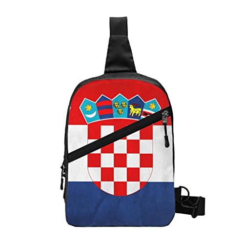 Kleiner Sling-Rucksack, Unisex-Kroatien-Flagge, Faltbare Umhängetasche, Brust-Crossbody-Tagesrucksack von AOOEDM