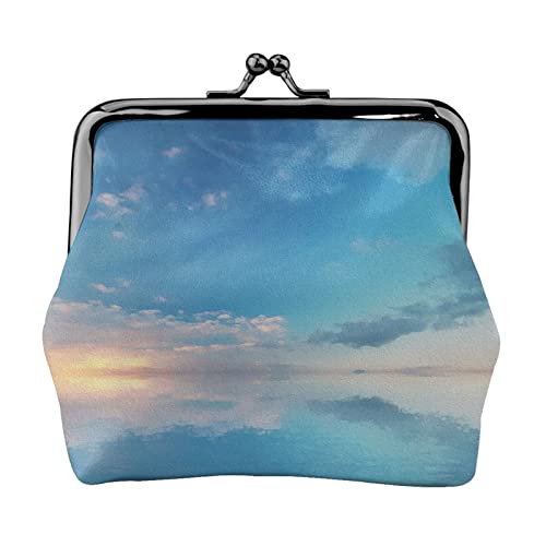 Kleines Portemonnaie mit Aufdruck „Calm Ocean at The Sunset mit Kussverschluss aus Leder zum Wechseln von Geldbeuteln als Geschenk für Männer und Frauen von AOOEDM