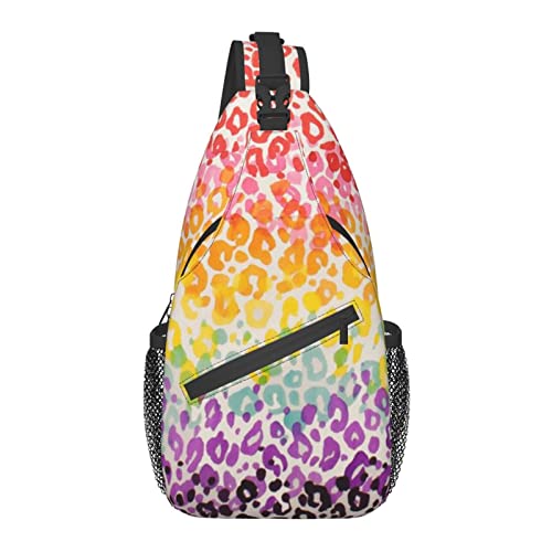 Kompatibel mit Buntem Cheetah Leopard Sling Bag Sling Rucksack, Schulter Brust Umhängetasche Geldbörse Leichter Mehrzweck Kleiner Tagesrucksack Outdoor Wandern Camping Reisen Frauen Männer Jungen Mäd von AOOEDM