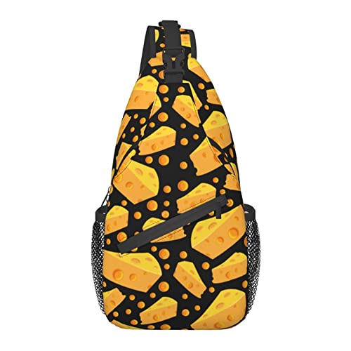 Kompatibel mit Cheese Holes Black Pattern Sling Bag Sling Rucksack, Schulter Brust Umhängetasche Geldbörse Leichter Mehrzweck Kleiner Tagesrucksack Outdoor Wandern Camping Reisen Damen Herren Jungen von AOOEDM