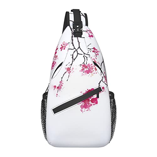 Kompatibel mit Japanese Decor Cherry Blossom Sakura Tree Sling Bag Sling Backpack, Shoulder Chest Crossbody Bag Purse Leichter Mehrzweck-Kleiner Tagesrucksack Outdoor Wandern Camping Reisen Damen Her von AOOEDM