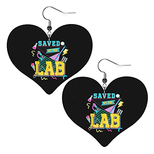 Lab Week 2023 Saved By The Lab Lederohrringe für Frauen, baumelnder Ohrring, Tropfen-Herz-Anhänger mit Haken, Geschenke für erwachsene Mädchen von AOOEDM