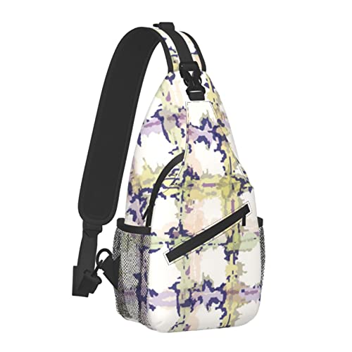 Lässige Crossbody-Taschen für Herren, Lilac Tie Dye Broken Plaid Grid Background Rucksack für Radfahren und Reisen, modischer Sling-Schulterrucksack mit Reißverschlusstasche für Outdoor-Aktivitäten Lässige Crossbody-Taschen für Herren, Lilac Tie Dye Broken Plaid Grid Background Rucksack für Radfahren und Reisen, modischer Sling-Schulterrucksack mit Reißverschlusstasche für Outdoor-Aktivitäten von AOOEDM