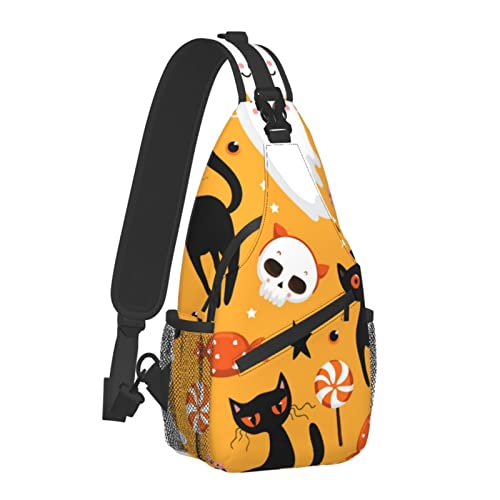 Lässige Umhängetaschen für Herren, Halloween, mit niedlichen Kürbissen, Rucksack für Radfahren und Reisen, modischer Sling-Schulterrucksack mit Reißverschlusstasche für Wanderungen im Freien von AOOEDM