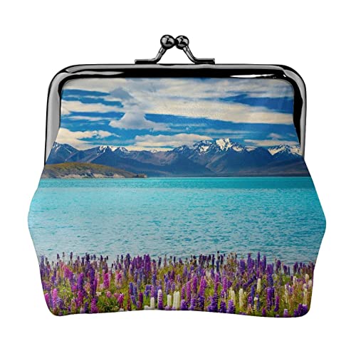 Lake Tekapo South Island Print Kleiner Geldbeutel mit Kussverschluss aus Leder zum Wechseln von Geldbeuteln Geschenken für Männer und Frauen von AOOEDM