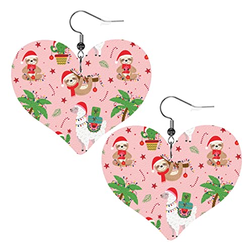 Lama Faultier Kaktus Herz Form Leder Ohrringe Frauen Mädchen einfache baumelnde Ohrringe Geschenke für Sie von AOOEDM