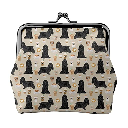 Leder-Geldbörse aus CockerSpaniel-Stoff für Damen, Kleingeldbeutel mit Kiss-Lock-Verschluss, Schnallen-Geldbörse für Mädchen-Geschenk von AOOEDM