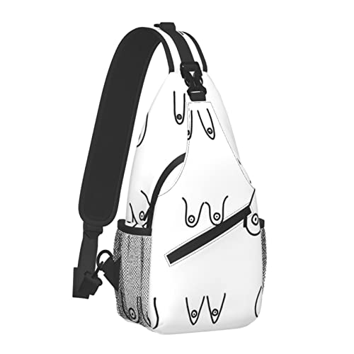 Leichter Sling-Schulterrucksack für Herren, handgezeichnet, weibliche Brüste, Brust-Set, Umhängetasche, verstellbare Sporttaschen, große Brusttasche mit verstellbarem Schultergurt von AOOEDM