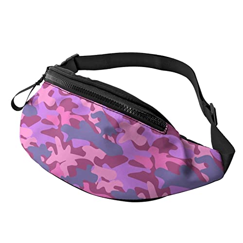 Lila Pink Camouflage Gürteltasche Sport Casual Hüfttasche für Damen Herren Modisch von AOOEDM