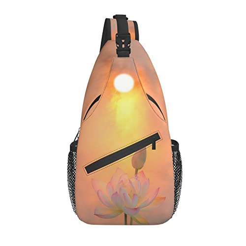 Lotus Sling Bag Casual Crossbody Flower Shoulder Bag Rucksack Chest Daypack für Outdoor Beach von AOOEDM