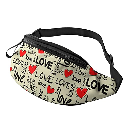 Love Heart Fanny Pack Sport Casual Hüfttasche für Damen Herren Modisch von AOOEDM