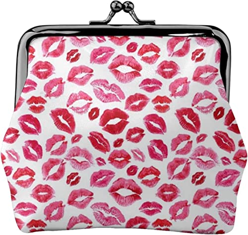 Love Lips Damen-Leder-Geldbörse, Kleingeldbeutel mit Kiss-Lock-Verschluss, Schnallen-Geldbörse für Mädchen, Geschenk von AOOEDM